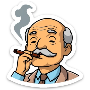 Old man with moustache smoking cigar sticker