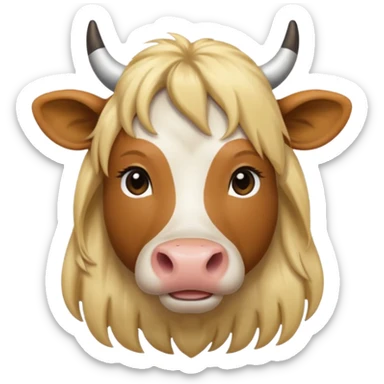 cow with long blonde hair sticker