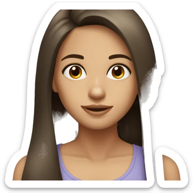 beautiful girl with long, straight hair, brunette sticker