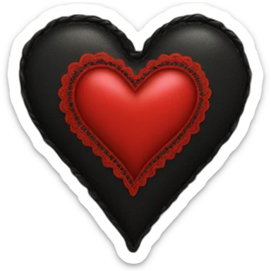 Black leather heart with red lace border sticker
