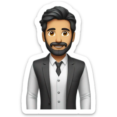 Indian man dark hair and beard CEO of cool tech startup sticker