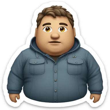 Fat man with Napapijri overshirt zoomin sticker