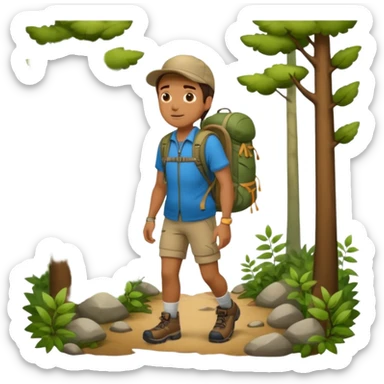 man with backpack and hiking clothes, full body sticker