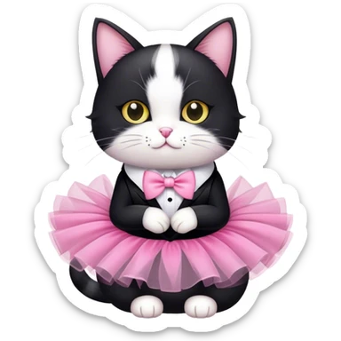 Tuxedo cat wearing a tutu sticker