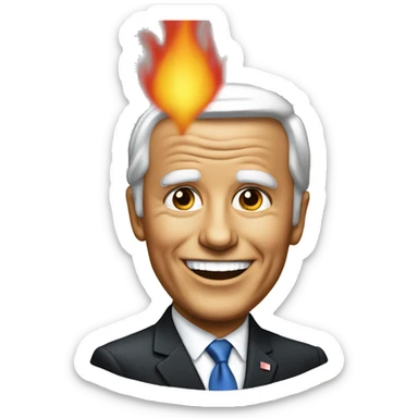 Current US President with smile flame eyes sticker
