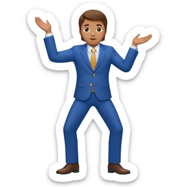 white man with brown hair in blue suit whole body sticker
