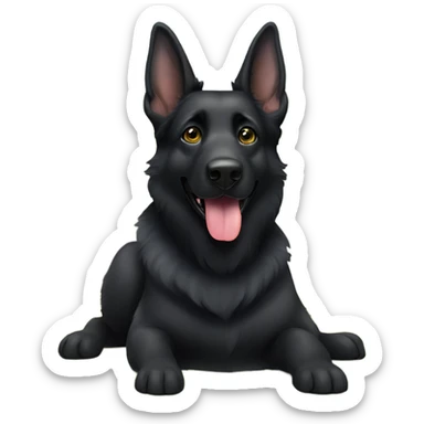 Black German shepherd with tongue out sticker