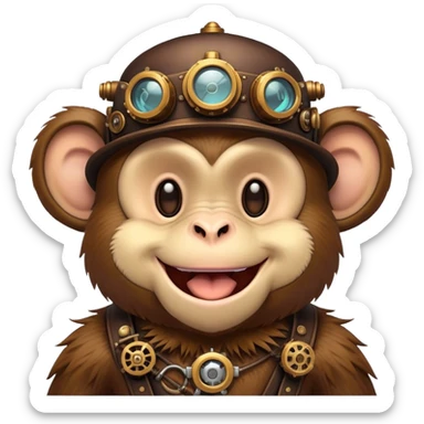 Steampunk style illustration depicting a happy monkey sticker