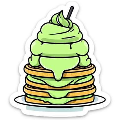 matcha ice cream on a stack of waffles sticker