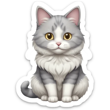 a grey and white cat sitting regally sticker