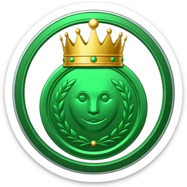 green coin with king emblem inside sticker