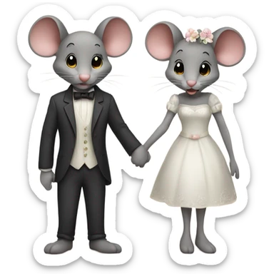 Cute Mr and Mrs Mouse holding hands  sticker