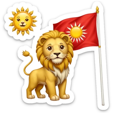 Create a emoji of the old lion and sun flag iran sticker