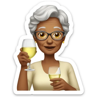 grandmother with a glass of white wine sticker