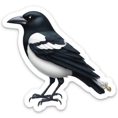 magpie with a necklace in its beak sticker