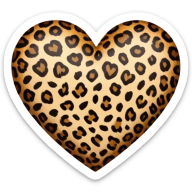Leopard print heart sticker