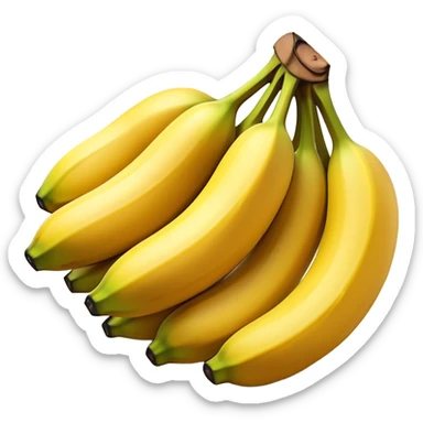 Cinematic bright yellow bananas, smooth peel with gentle curves, slightly ripened, stacked in a charming bunch, warm glowing background, soft and inviting. sticker