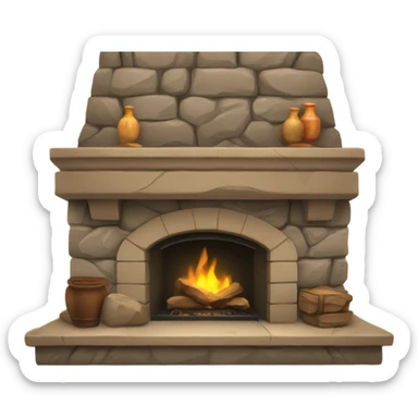 Cozy tan stone fireplace  sticker