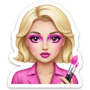 blonde makeup artist, pink makeup glam sticker