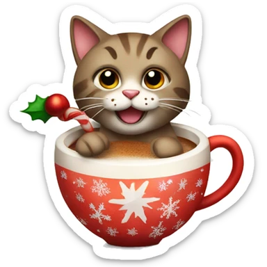 Christmas cat with hot cocco  sticker