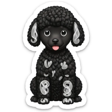 Black Poodle sitting sticker