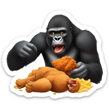 Gorilla eating fried chicken sticker