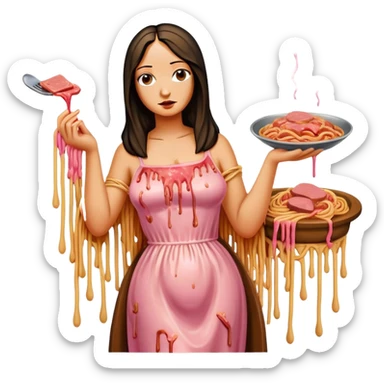  SPAM meat melted pink dripping sauce spaghetti dress monalisa portrait sticker