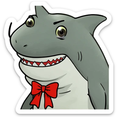shark with bow sticker