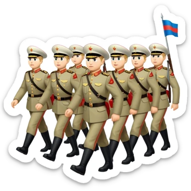 big modern Russian army marching, photorealistic sticker