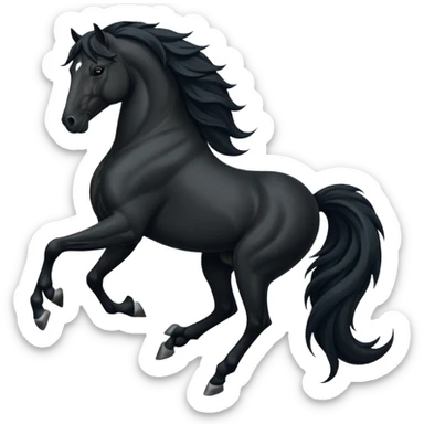 Black full horse two legs up emojis  sticker