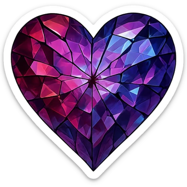 heart with a shattered gemstone effect, remove background sticker
