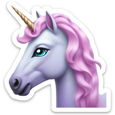 Pale lavender unicorn with bright pink hair and turquoise eyes with gemstone hooves  sticker