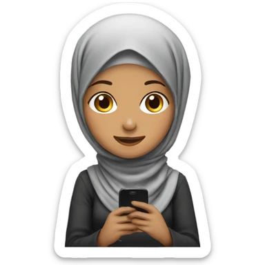 Hijabi girl sitting playing phone sticker