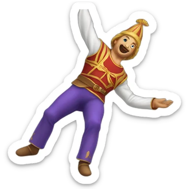 medieval circus acrobat doing a backflip sticker