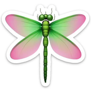 Cartoonish green and pink dragonfly sticker