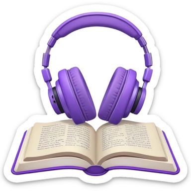 purple open storybook with purple headphones laying on it sticker