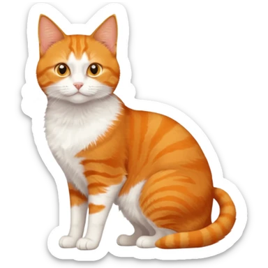 full body orange domestic shorthair slim cat with yellow/orange eyes with a white triangle on his nose sticker