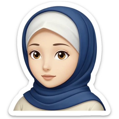 White hijab girl with dark blue hijab sticker