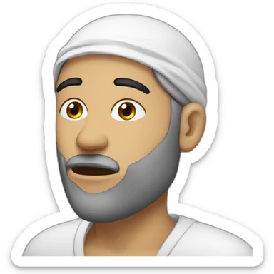 Muslim guy disappointed with and on face knocking head sticker