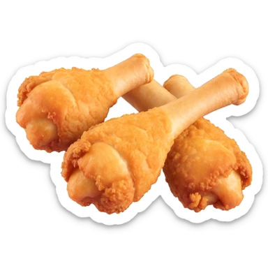 fried chicken drumsticks inspired by KFC, crispy golden brown, appetizing, isolated sticker