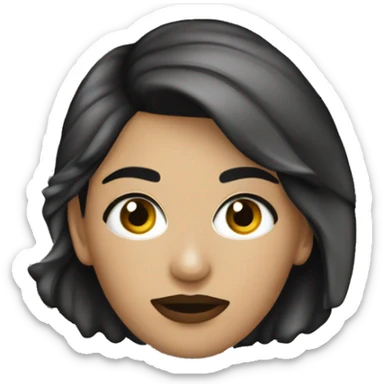 Mujer joven con el cabello lacio y corto de color negro. labios gruesos ojos marrones de tez blanca y su tono frio sticker