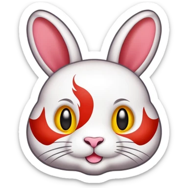 Sichuan Rabbit Head with spices specialty food, simplified emoji style with bold outlines and bright colors, cartoon style unique local delicacy sticker
