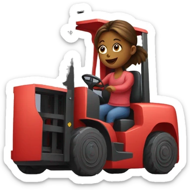 Girl on a red forklift sticker