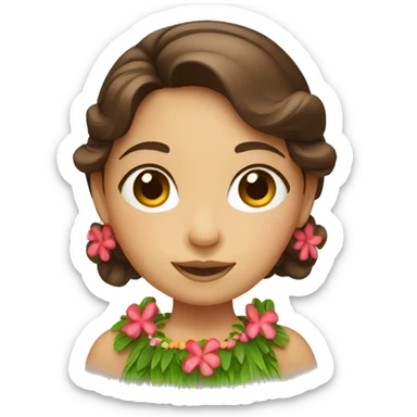 Hawaiian hula girl with brown hair sticker