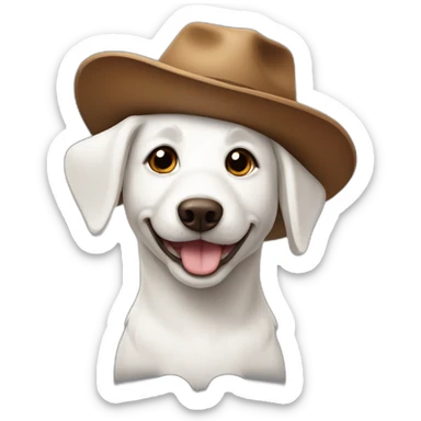 white-dog-smile-with-brown-hat sticker