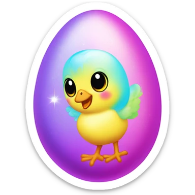 Lisa frank pastel sparkle easter egg chick sticker