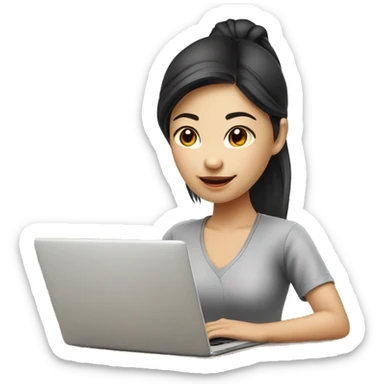 Graphic Designer asian girl with laptop sticker