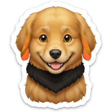 golden retriever wearing a black shirt sticker