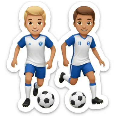 two brothers playings soccer in a park
 sticker