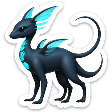 Futuristic Black Dark Ethereal Modern Amaura-Bayleaf-Fakémon-creature-hybrid Full Body sticker